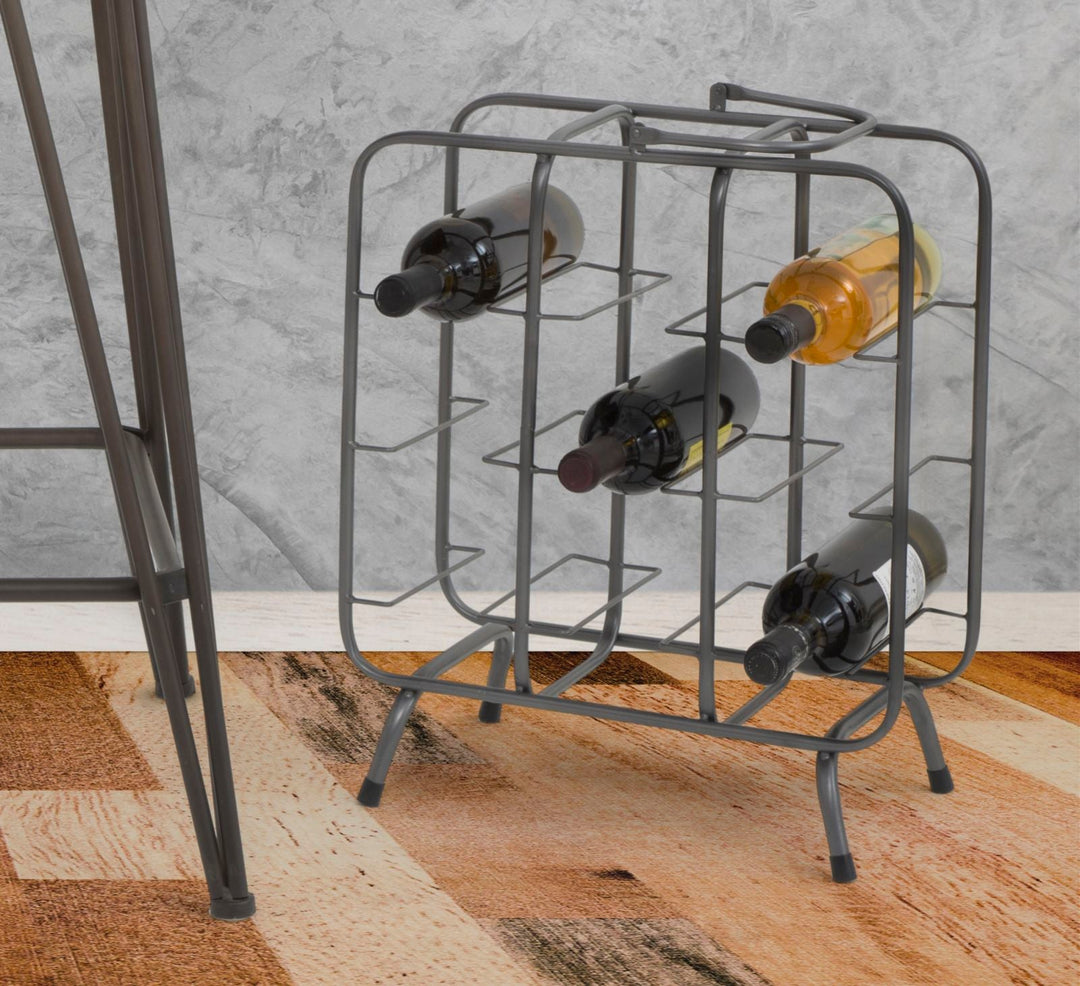 Graues Metall Weinregal Quadratisch 9 Flaschen