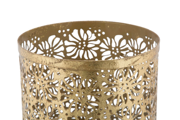Regenschirmhalter mit Blumenmuster in Goldmetallic