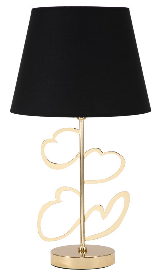 Gold und Schwarz Metall Tischlampe mit hypnotischem Linienmuster