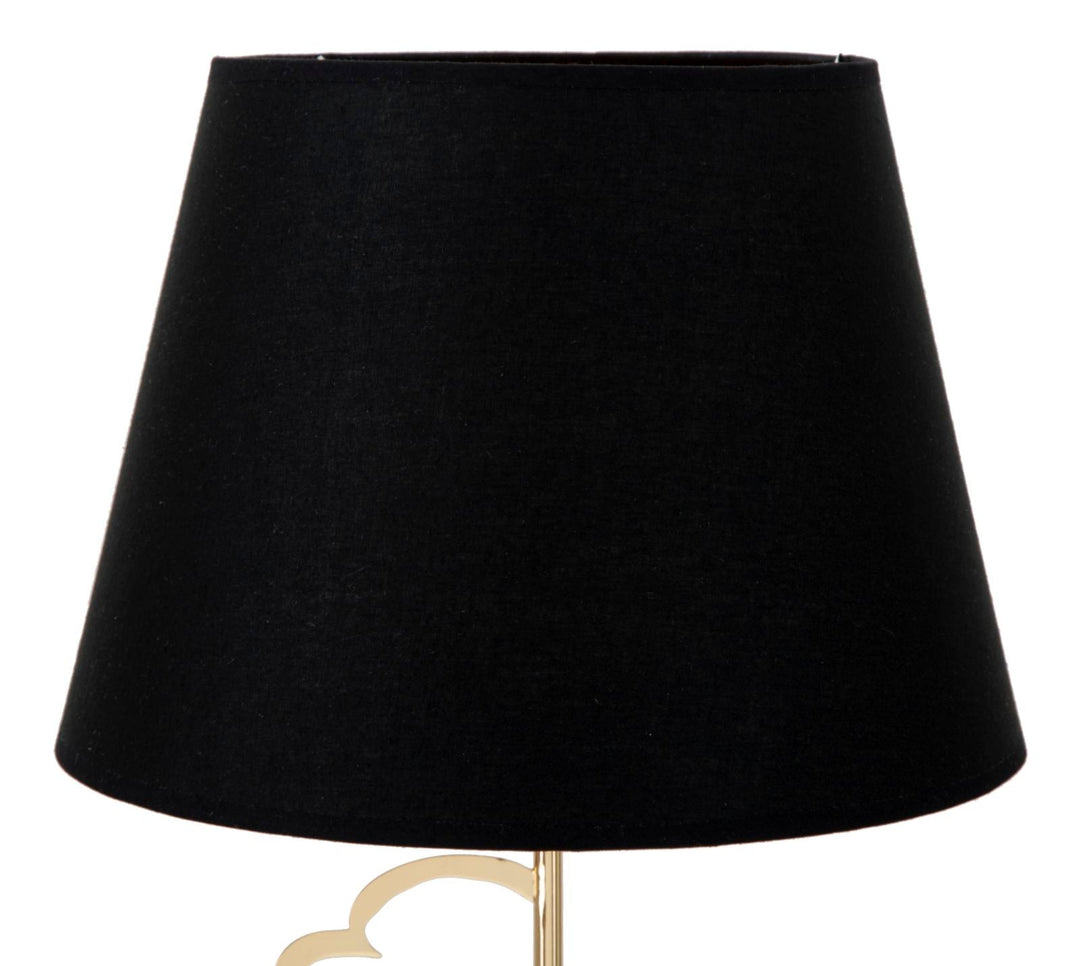 Gold und Schwarz Metall Tischlampe mit hypnotischem Linienmuster