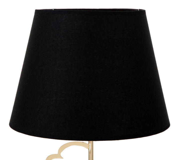Gold und Schwarz Metall Tischlampe mit hypnotischem Linienmuster