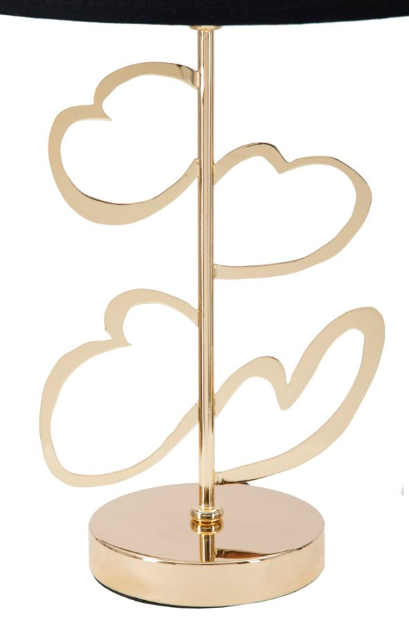 Gold und Schwarz Metall Tischlampe mit hypnotischem Linienmuster