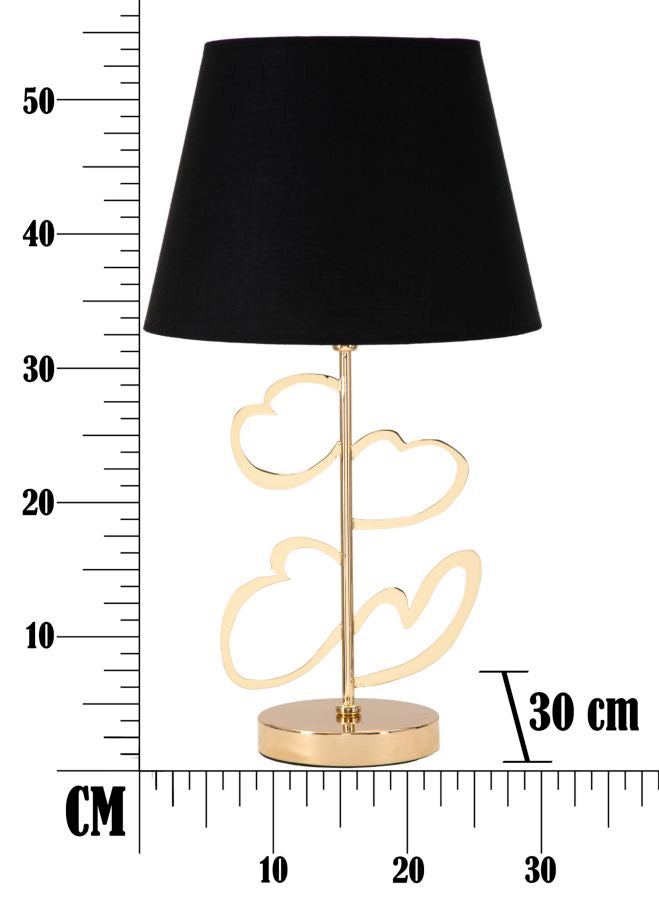 Gold und Schwarz Metall Tischlampe mit hypnotischem Linienmuster