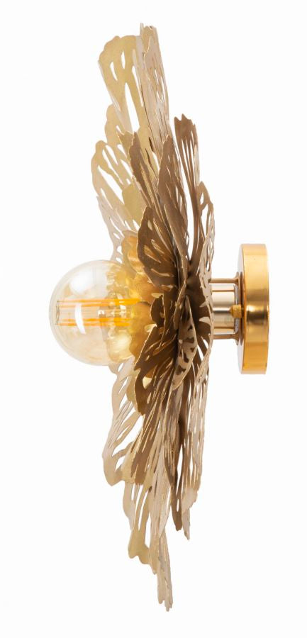 Goldene Metall Wandleuchte mit Blumenmuster
