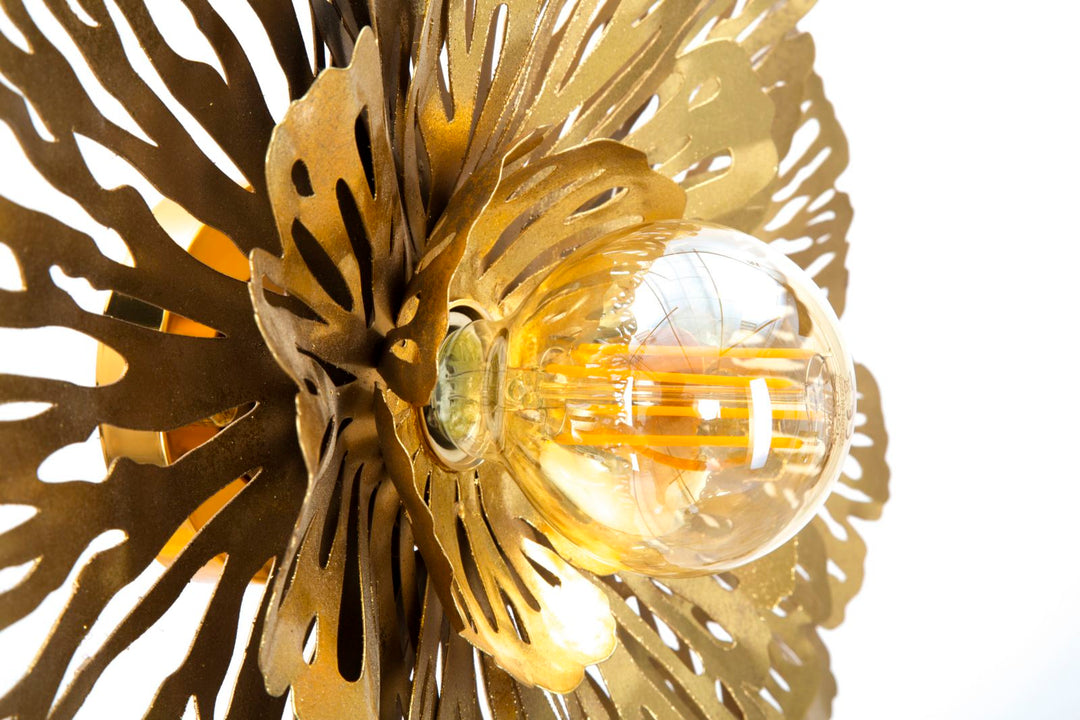 Goldene Metall Wandleuchte mit Blumenmuster