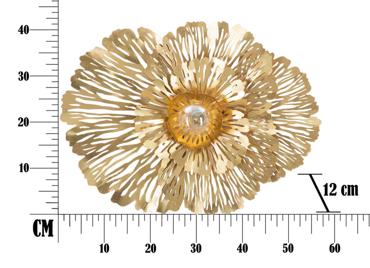 Goldene Metall Wandleuchte mit Blumenmuster