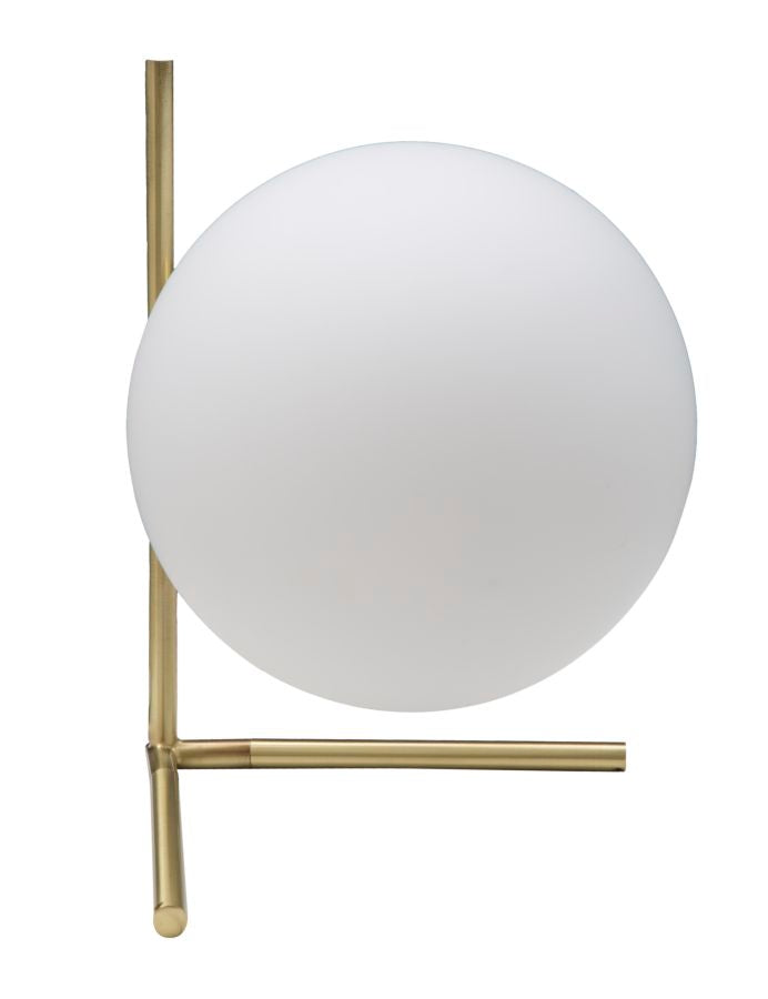 Goldfarbene Metall-Tischlampe mit kugelförmiger Fassung