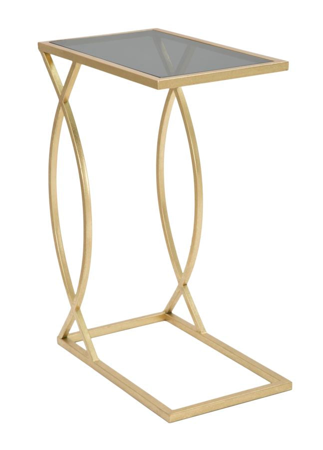 Geometrischer kleiner Tisch aus Goldmetall und Glas