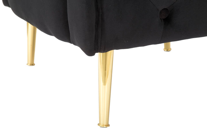 Schwarzer Samt-Sessel mit goldenen Metallbeinen