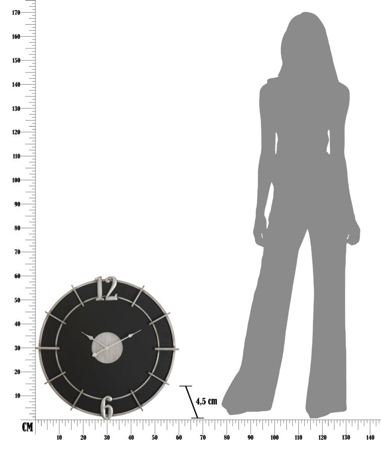 Silberne und schwarze runde Wanduhr