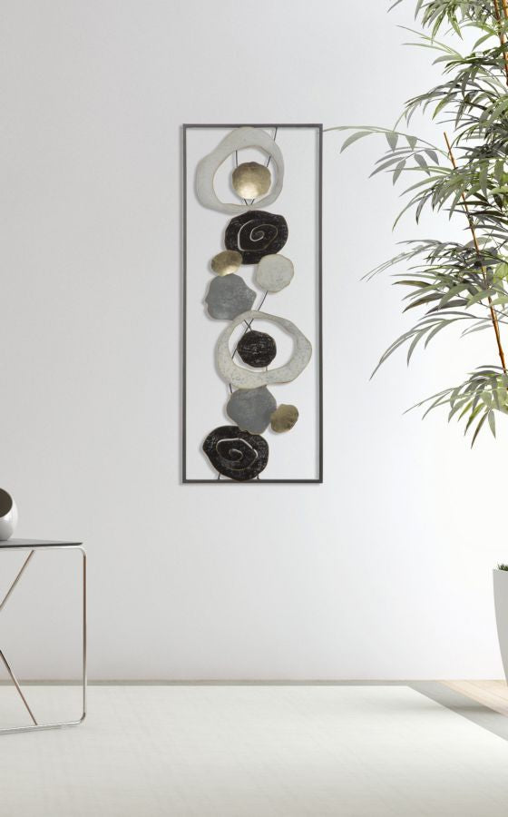Abstrakte Geometrische Wanddekoration aus Metall im Rahmen