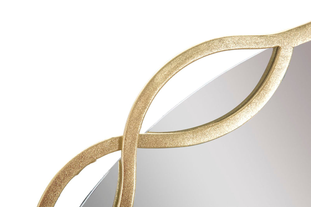 Runder Wandspiegel aus Metall mit minimalistischem Linienmuster