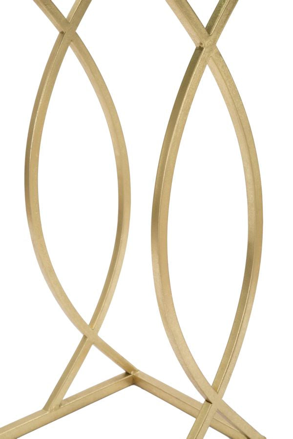 Geometrischer kleiner Tisch aus Goldmetall und Glas