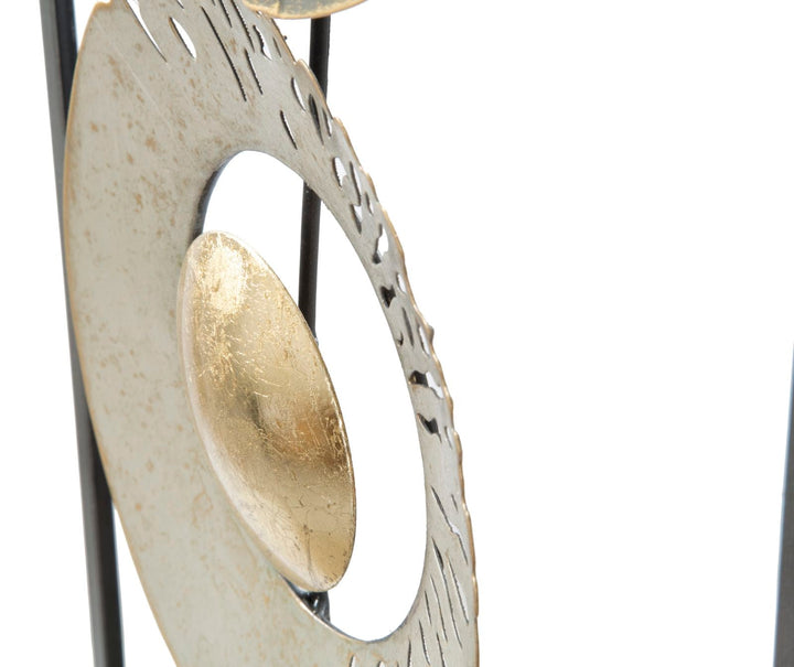 Runde Geometrische Wanddekoration aus Metall im Rahmen
