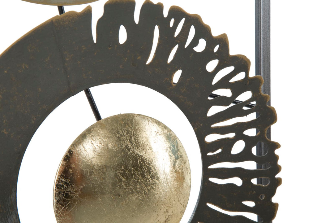 Runde Geometrische Wanddekoration aus Metall im Rahmen