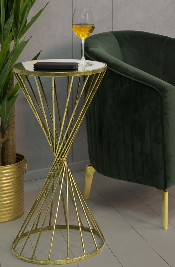 Geometrisches Tischchen aus Metall und Glas Gold