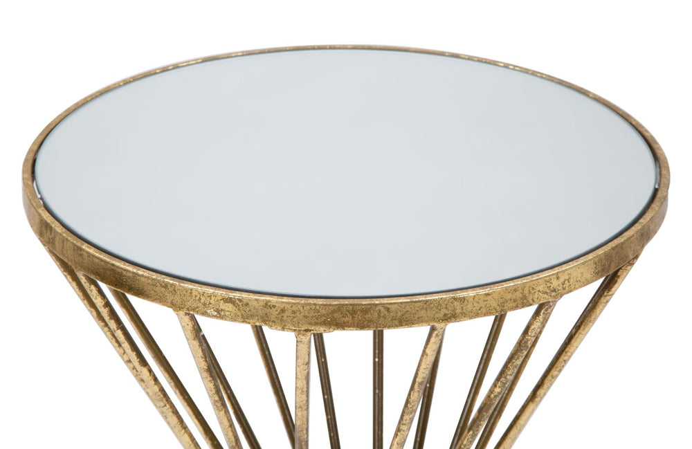 Geometrisches Tischchen aus Metall und Glas Gold