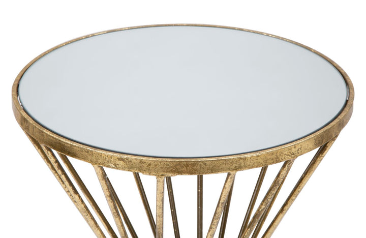 Geometrisches Tischchen aus Metall und Glas Gold