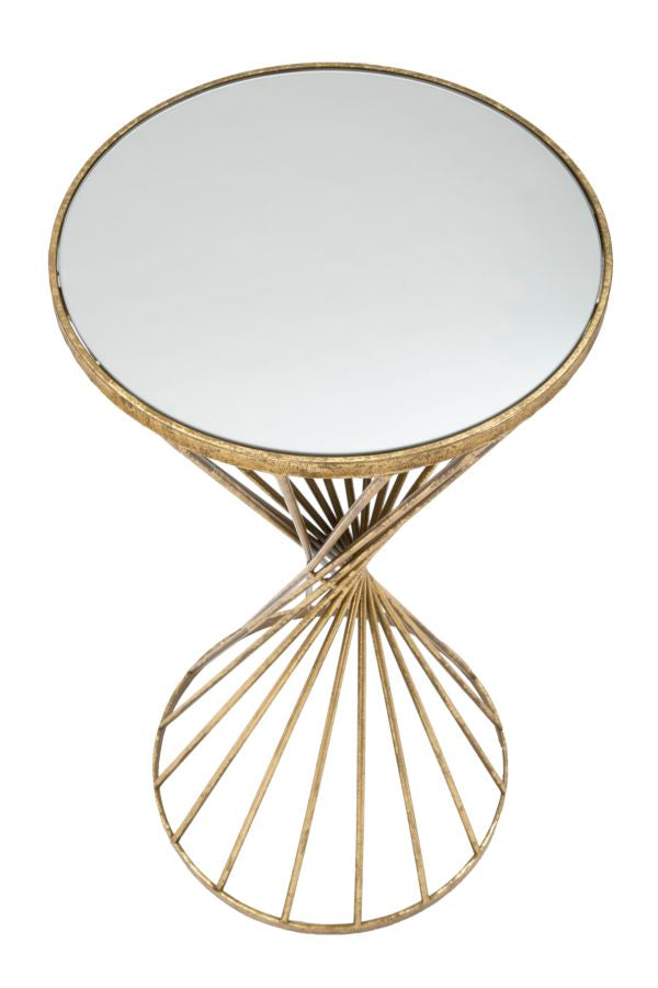 Geometrisches Tischchen aus Metall und Glas Gold