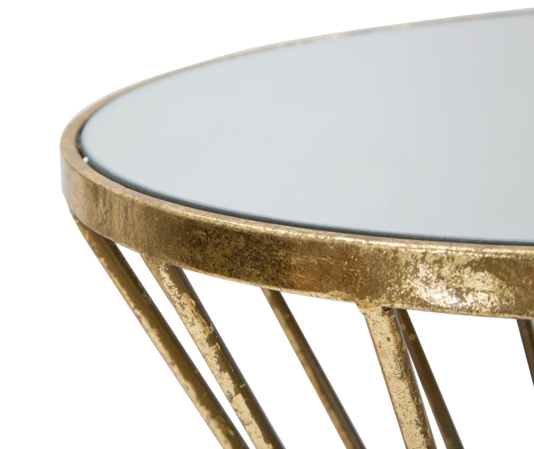Geometrisches Tischchen aus Metall und Glas Gold