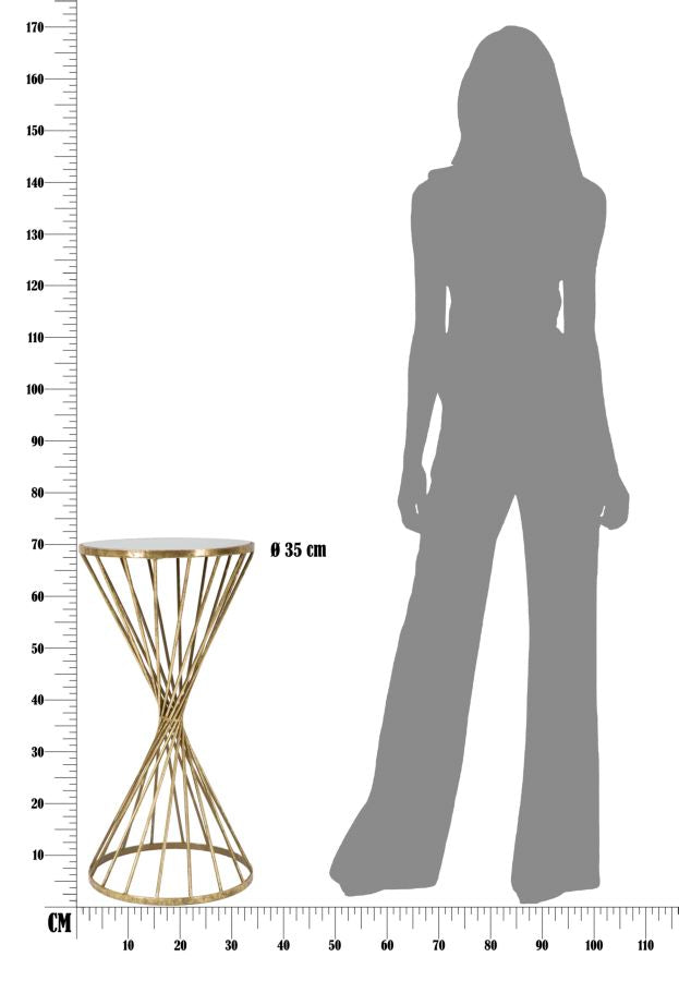 Geometrisches Tischchen aus Metall und Glas Gold
