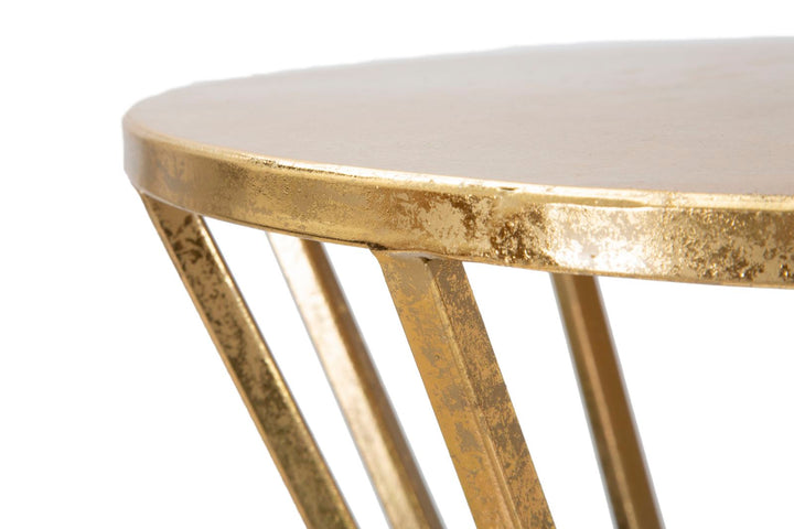 Geometrisches Tischchen aus Metall und Glas Gold