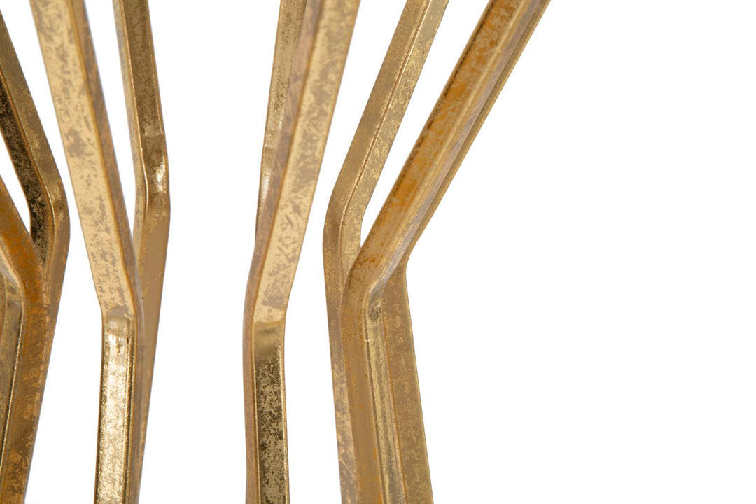 Geometrisches Tischchen aus Metall und Glas Gold
