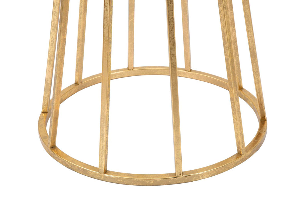 Geometrisches Tischchen aus Metall und Glas Gold