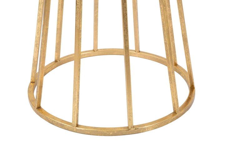 Geometrisches Tischchen aus Metall und Glas Gold