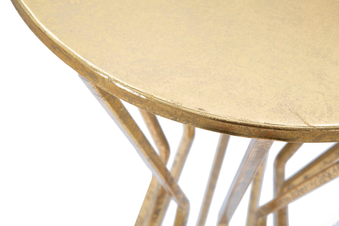 Geometrisches Tischchen aus Metall und Glas Gold