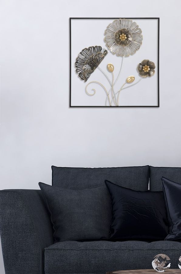 Metall Floral Wanddekoration im Rahmen