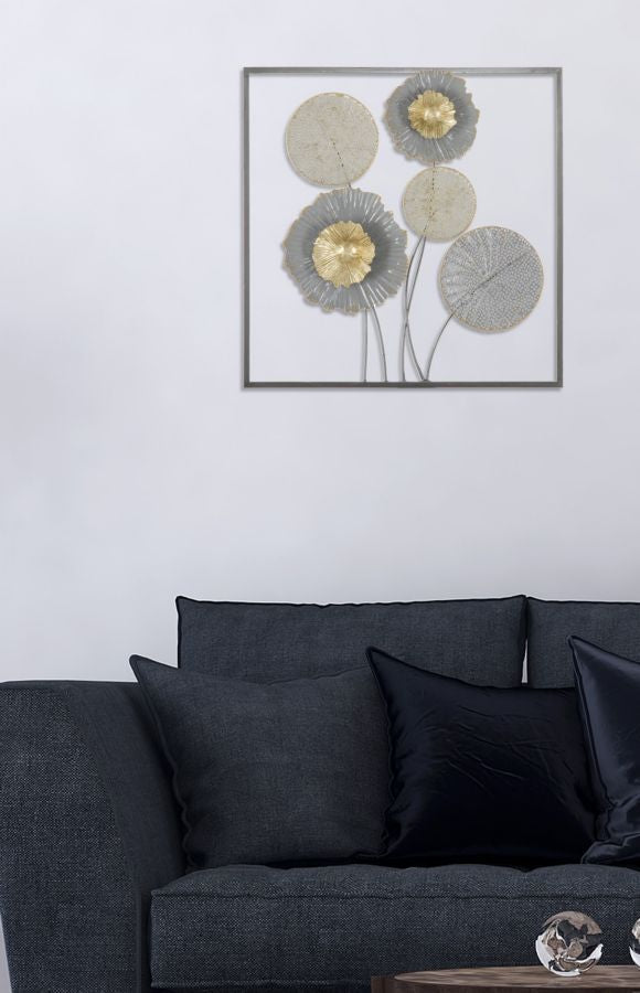Wanddekoration Metall Blume rund