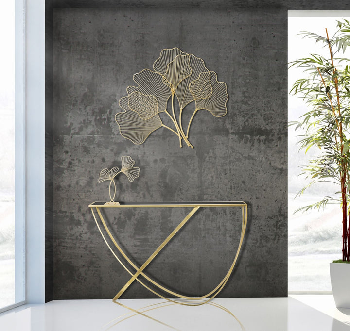 Glas Konsolentisch Mit Gold Metallbasis Moderner Flurtisch