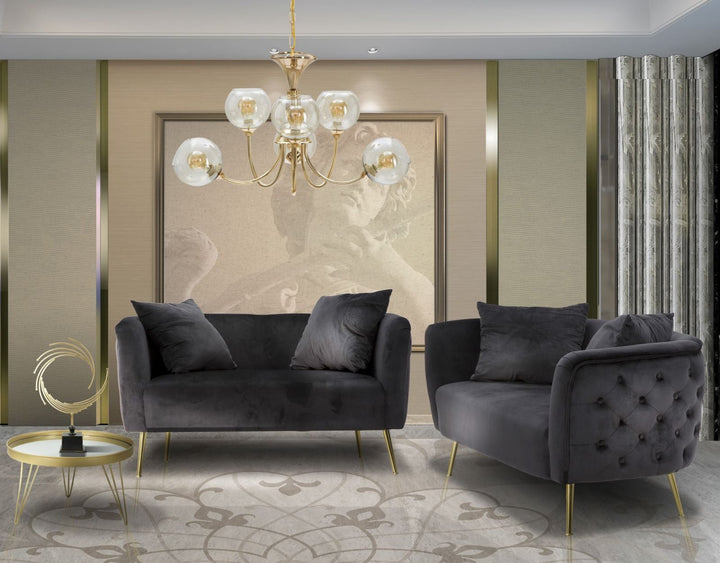 Schwarz Samt Sofa Bucarest Polster Couch