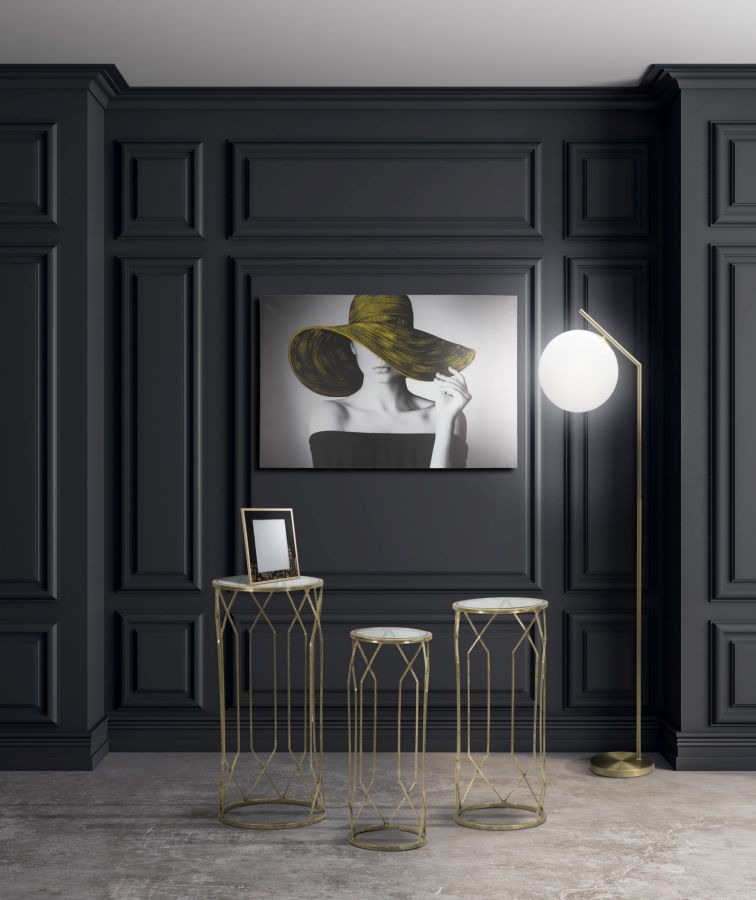 Metall und Glas Gold Geometrischer kleiner Tisch im 3er-Set