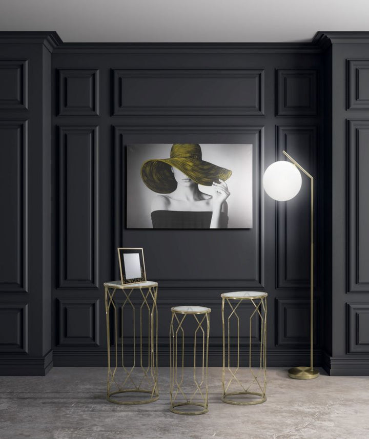 Metall und Glas Gold Geometrischer kleiner Tisch im 3er-Set