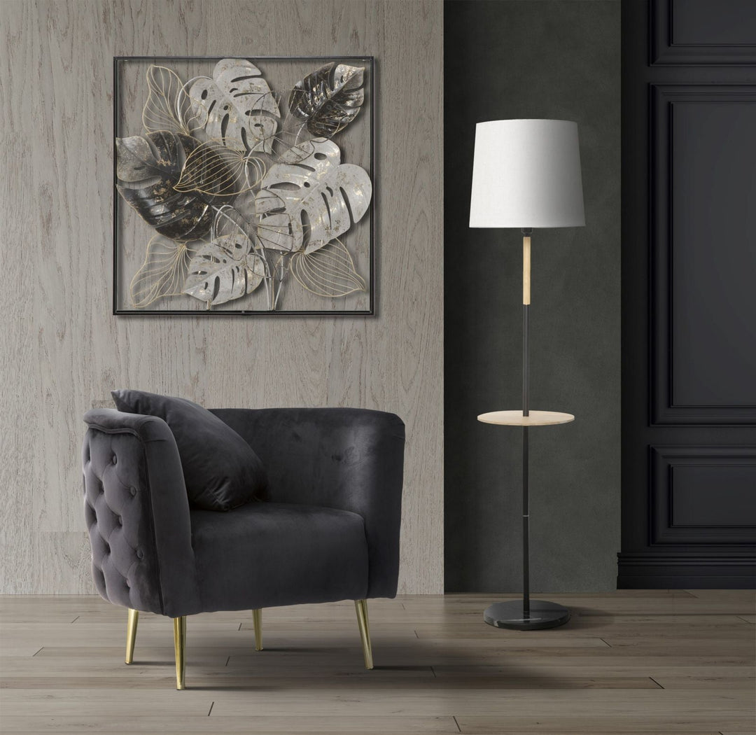Schwarzer Samt-Sessel mit goldenen Metallbeinen