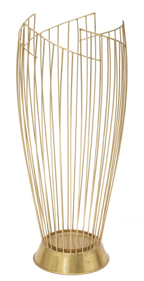 Goldener Regenschirmhalter aus Metall mit geometrischen Linien
