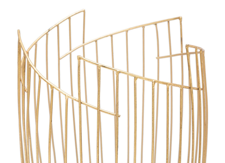 Goldener Regenschirmhalter aus Metall mit geometrischen Linien