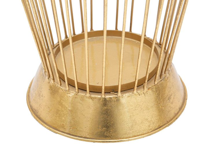 Goldener Regenschirmhalter aus Metall mit geometrischen Linien