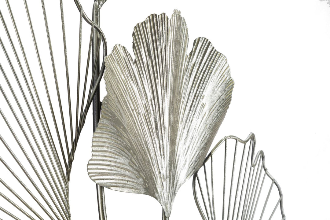 Silberne Blume & Blatt Wanddekoration (Modern Sculpture)