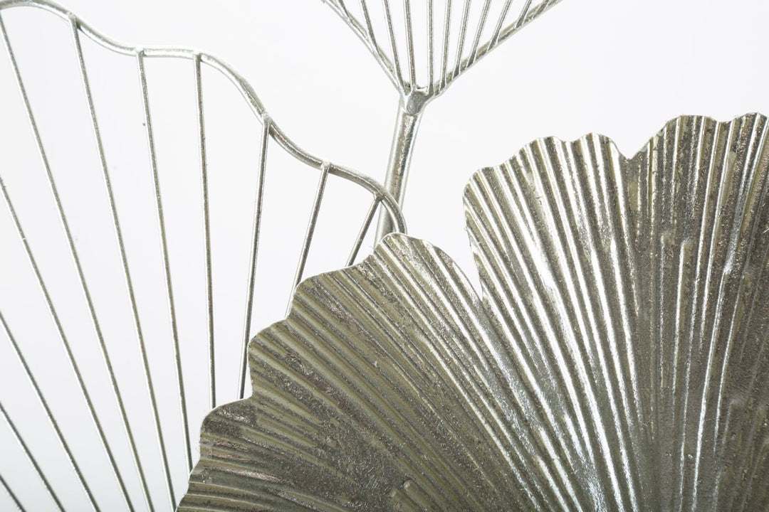 Silberne Blume & Blatt Wanddekoration (Modern Sculpture)
