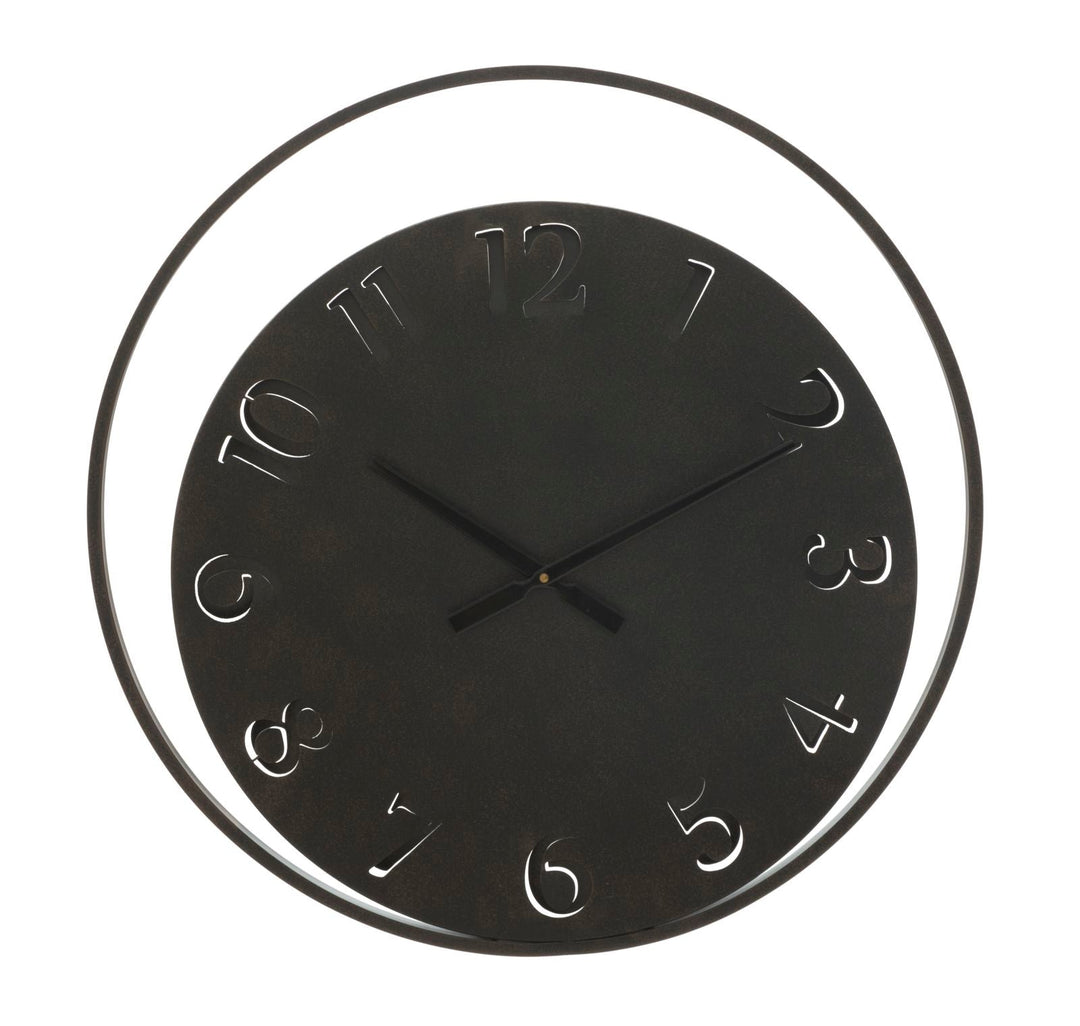 Schwarze runde Wanduhr aus Metall