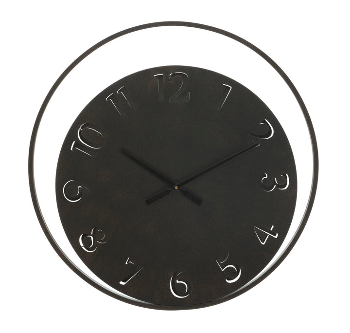 Schwarze runde Wanduhr aus Metall