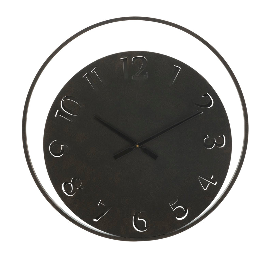 Schwarze runde Wanduhr aus Metall