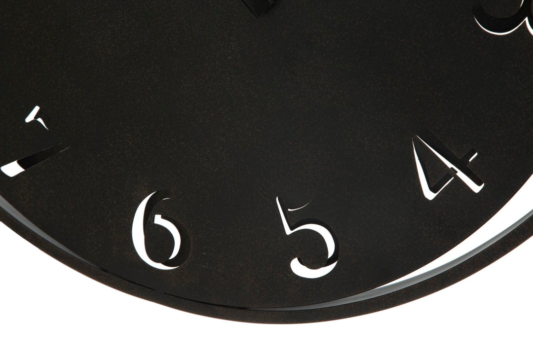 Schwarze runde Wanduhr aus Metall