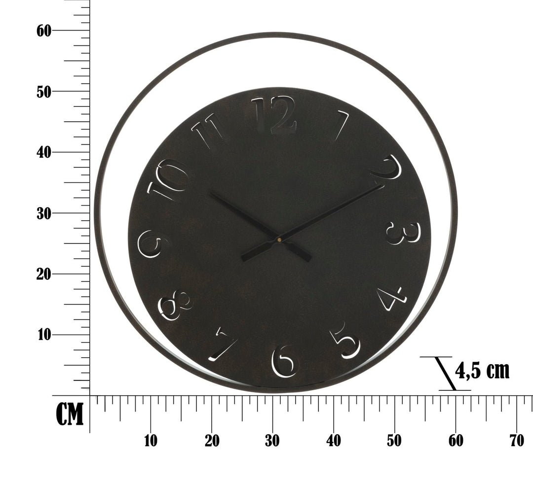 Schwarze runde Wanduhr aus Metall