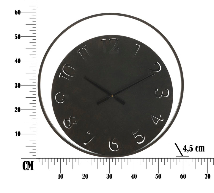 Schwarze runde Wanduhr aus Metall
