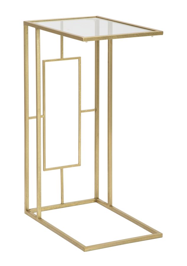 Kleiner rechteckiger Tisch aus Metall und Glas in Gold
