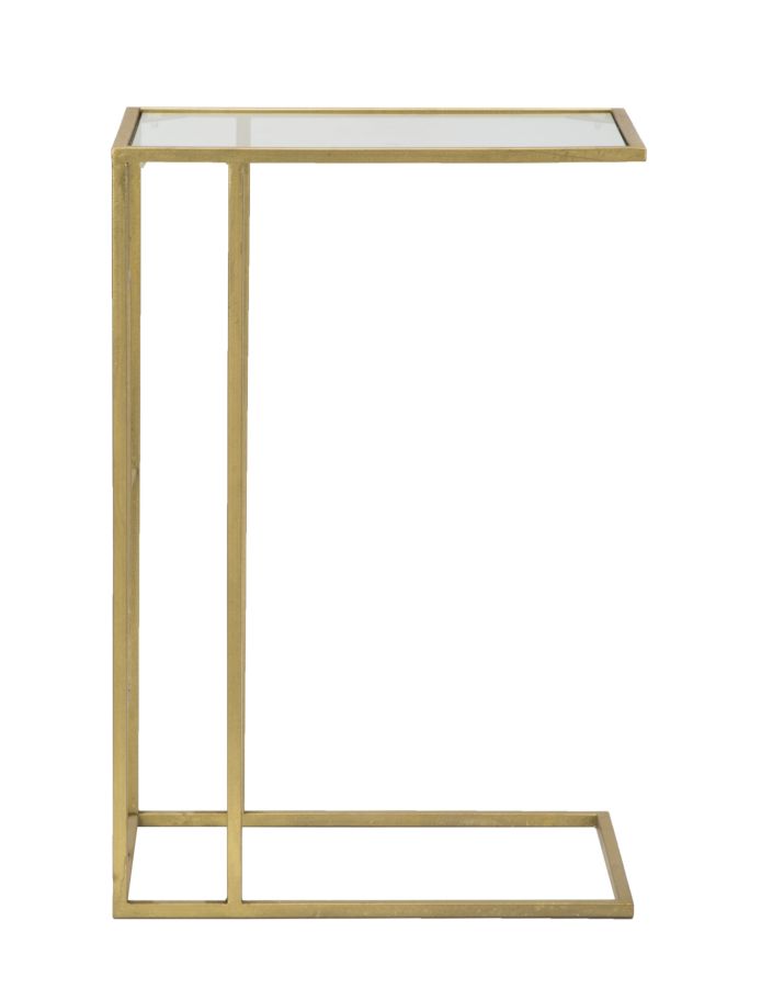 Kleiner rechteckiger Tisch aus Metall und Glas in Gold